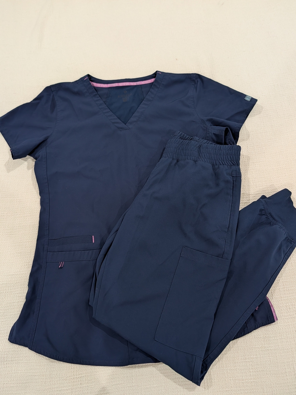 Medcouture Navy Women’s Scrub Set - Comfort Fit Jogger Pants & V-Neck Top